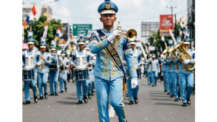 Kostum Drumband Biru